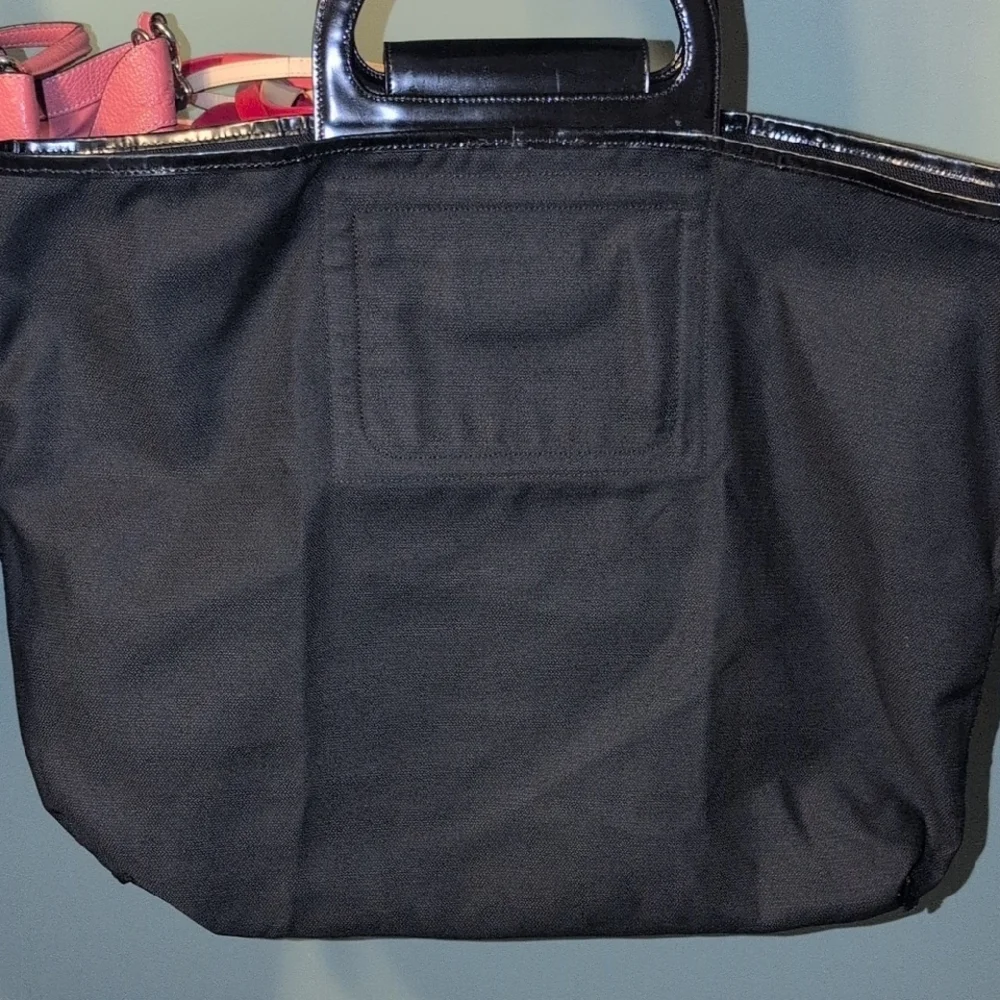 Salvatore Ferragamo Black Tote Bag Italy Big Leather Handles Stylish - Picture 3 of 15